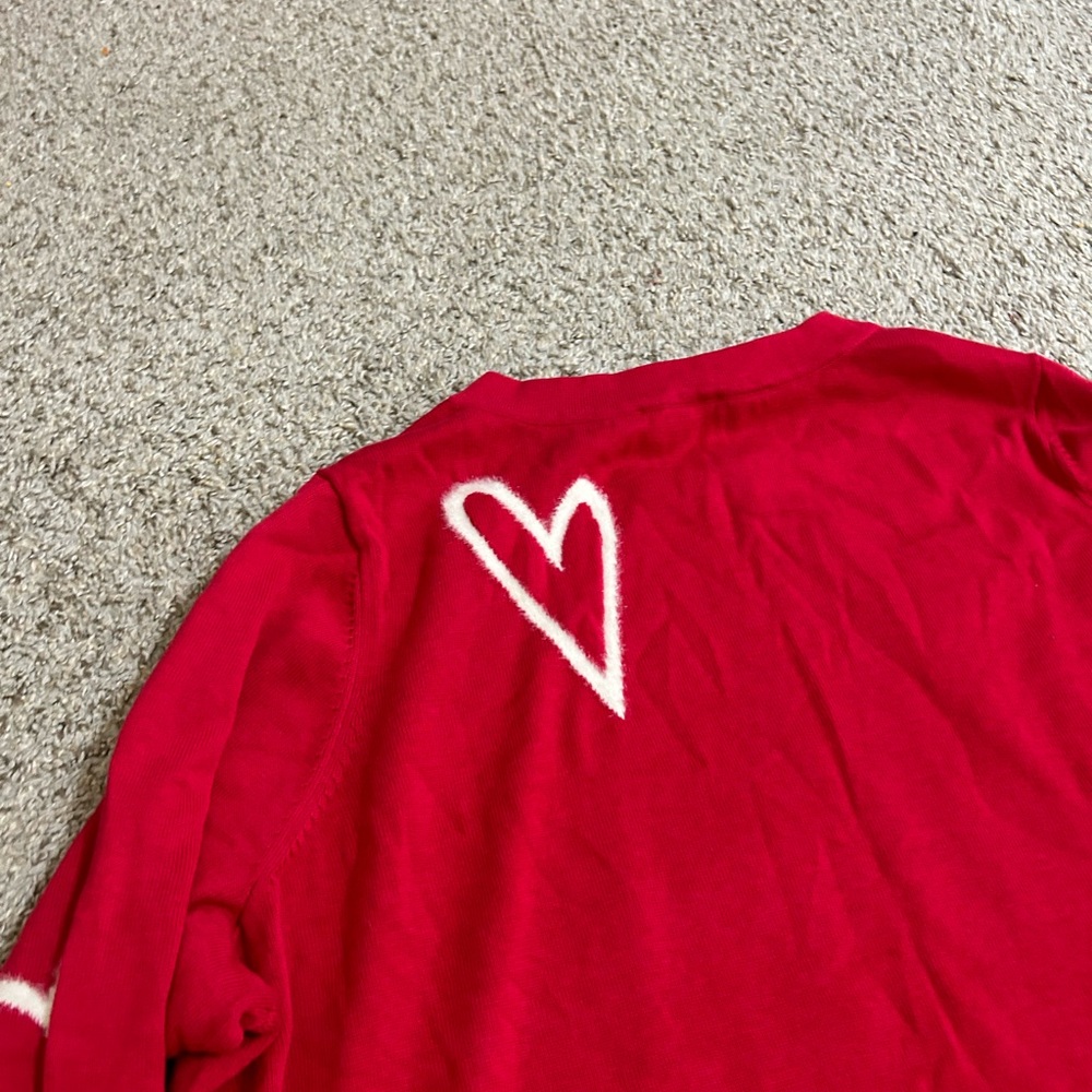Belle By Kim Gravel Love Yourself Textured Heart Sweater Red White Size 1X Plus - Picture 4 of 7